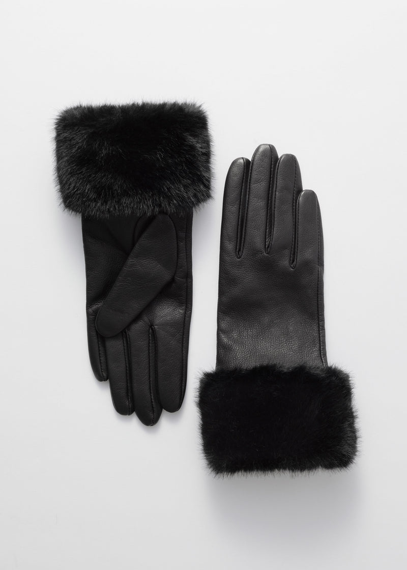 Gloves Eira Fur Cuff Gloves - Black - Women