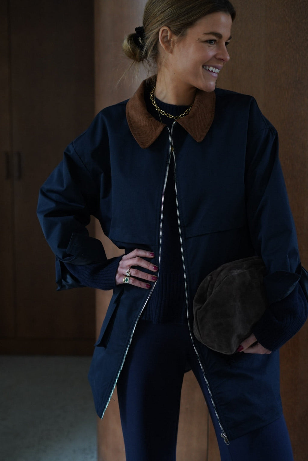 Romy Navy Mid-Long Jacket
