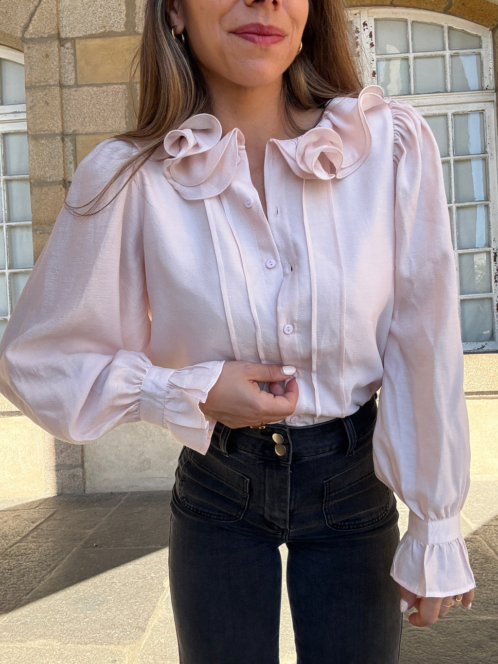 Blusa marrón rosa suave