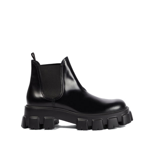Bottes - Prada Monolith Leather Ankle  - Black