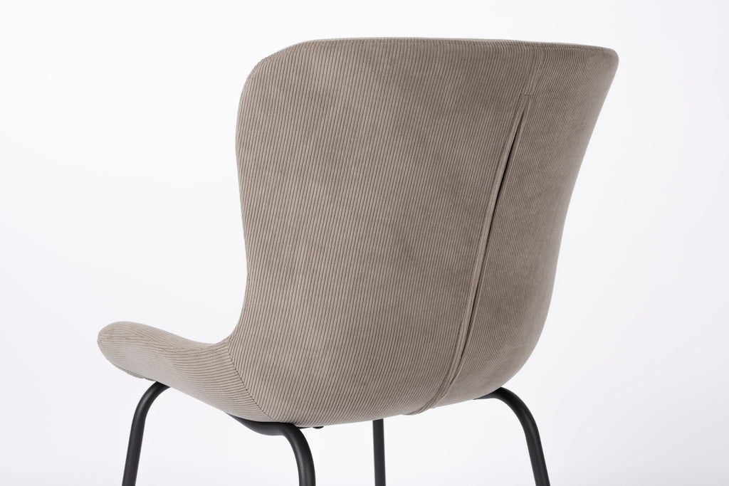 Junzo Rib - Chaise De Salle À Manger - Tissu - Gris