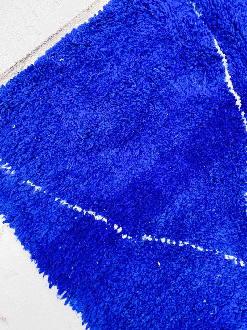 Tapis Berbère Marocain Beni Ouarain - Bleu Majorelle