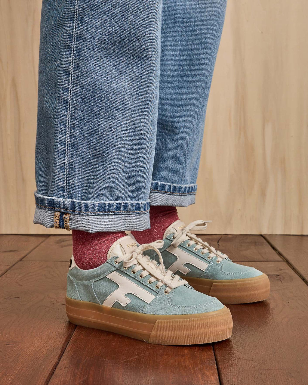 Sneakers Platform In Pelle Scamosciata Blu