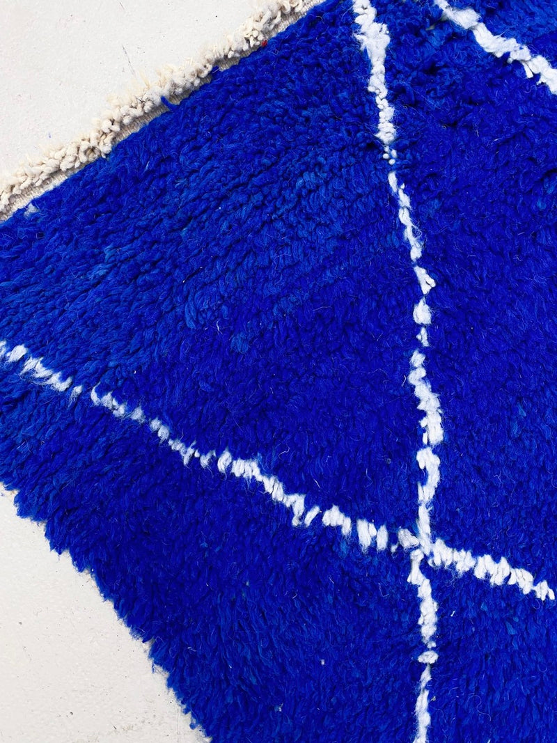 Tapis Berbère Marocain Beni Ouarain - Bleu Majorelle