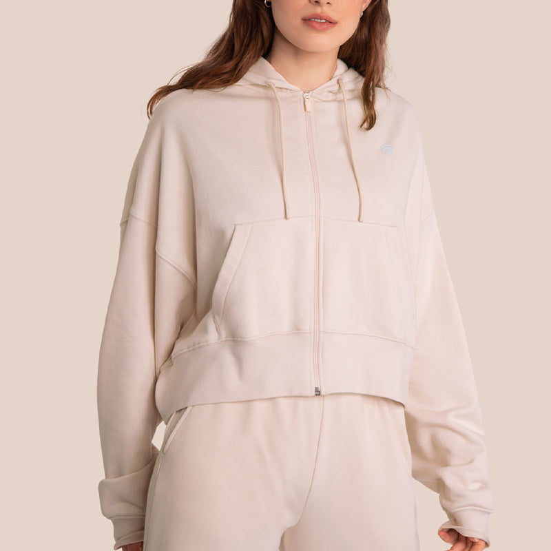 OCEANSAPART - Sweat À Capuche Zippé Brooke - Nude Clair