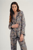 The Kirstie Blazer In Blue Flowers Carpet Velvet