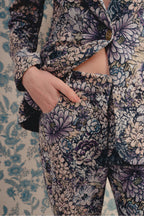 The Randy Trousers In Blue Flowers Carpet Velvet