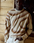 Felpa Girocollo Beige E Cammello