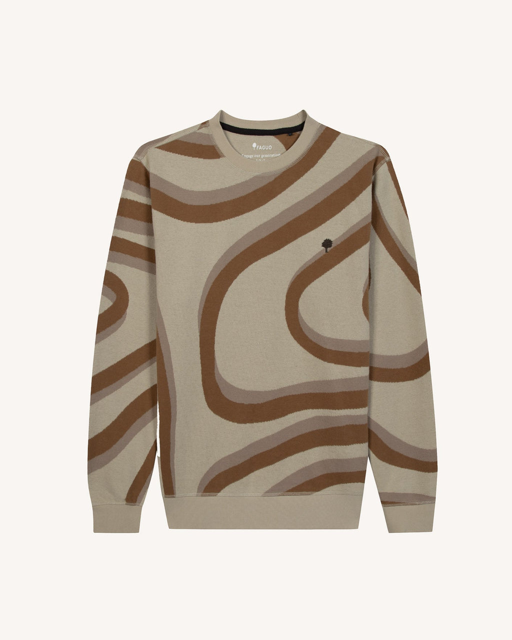 Felpa Girocollo Beige E Cammello