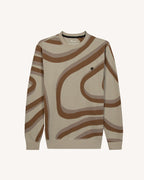 Felpa Girocollo Beige E Cammello