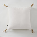 Soline - Coussin Déhoussable Avec Pompons - Lin Lavé - Craie