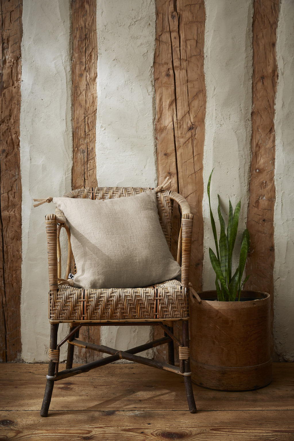 Soline - Coussin Déhoussable Avec Pompons - Lin Lavé - Sable