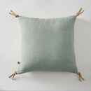 Coussin Déhoussable Avec Pompons - Lin Lavé - Soline - Eucalyptus