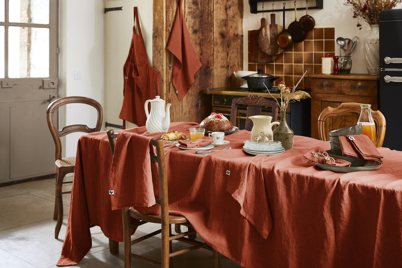 Nappe Rectangle - Lin Lavé - Soline - Paprika