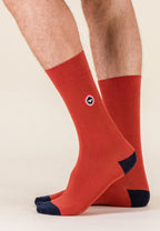 Calcetines De Caña Media Robuste De Algodón - Rojo Ladrillo Marino
