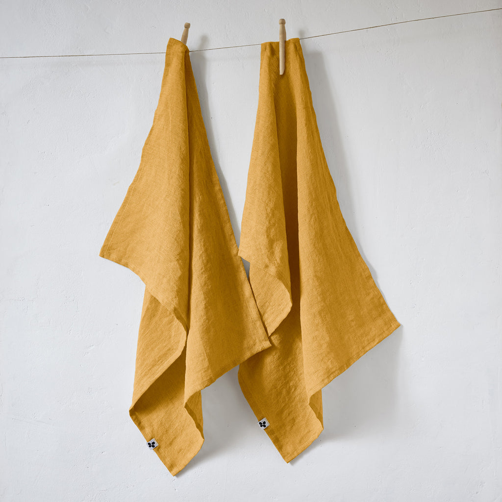 Juego De 2 Paños De Cocina - Lino Lavado - Soline - Miel