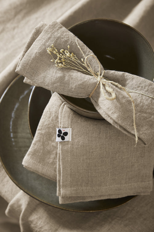 Lot De 3 Serviettes - Lin Lavé - Soline - Sable