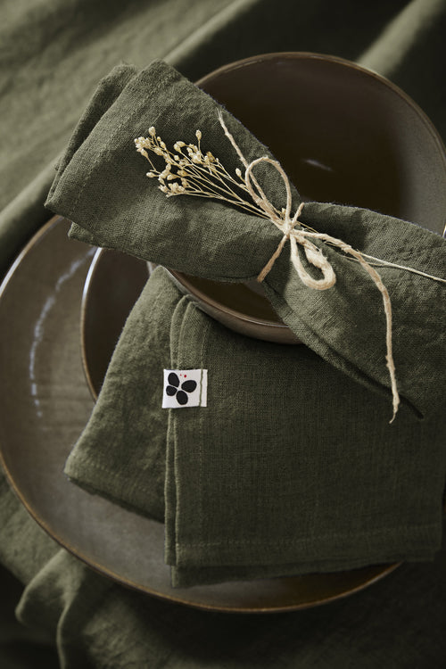 Lot De 3 Serviettes - Lin Lavé - Soline - Thym