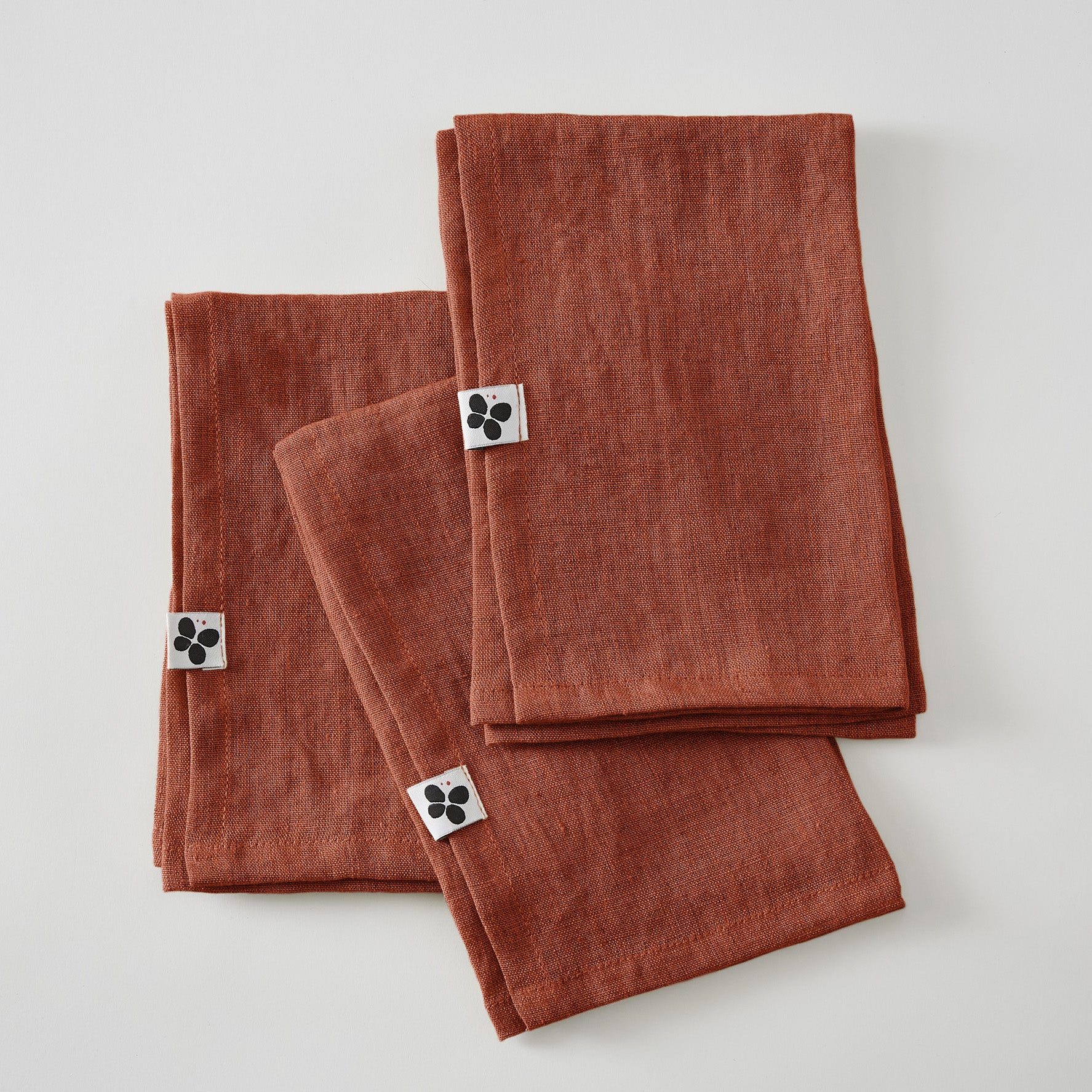 Juego De 3 Servilletas - Lino Lavado - Soline - Paprika