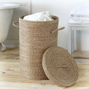 Cesta para la colada de junco marino natural - Madera clara
