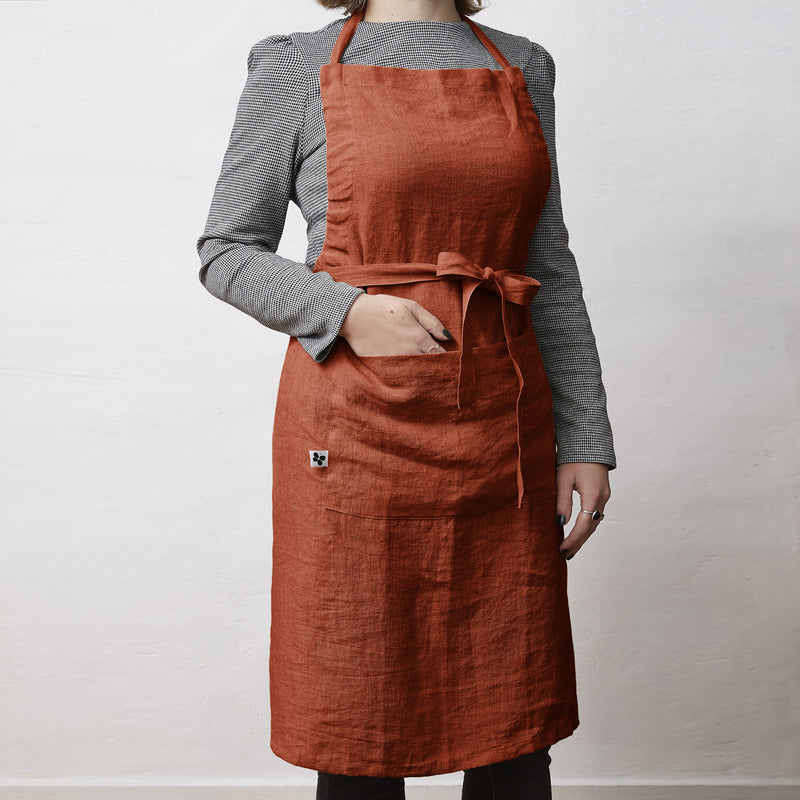 Tablier Ajustable - Lin Lavé - Soline - Paprika
