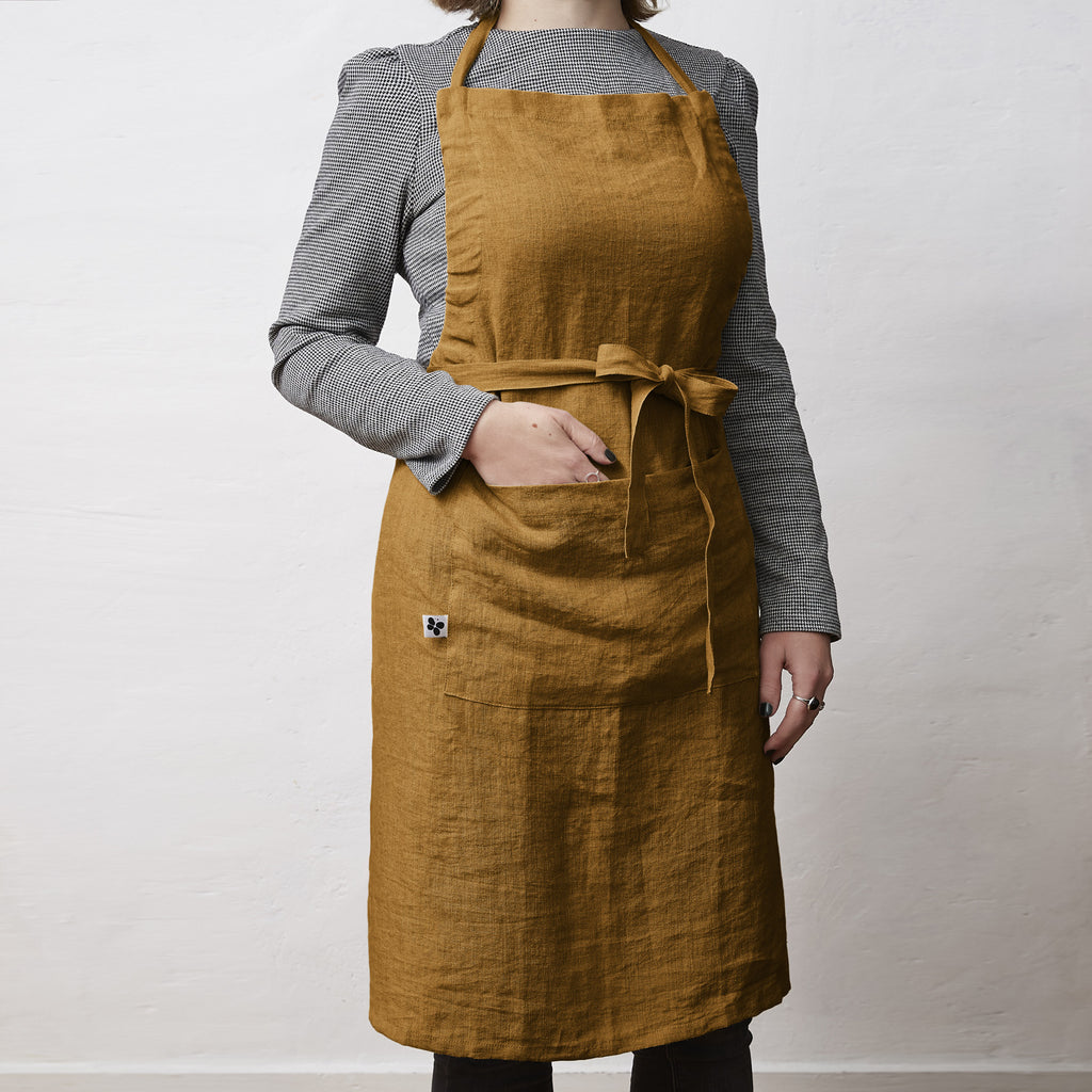 Delantal Ajustable - Lino Lavado - Soline - Caramelo