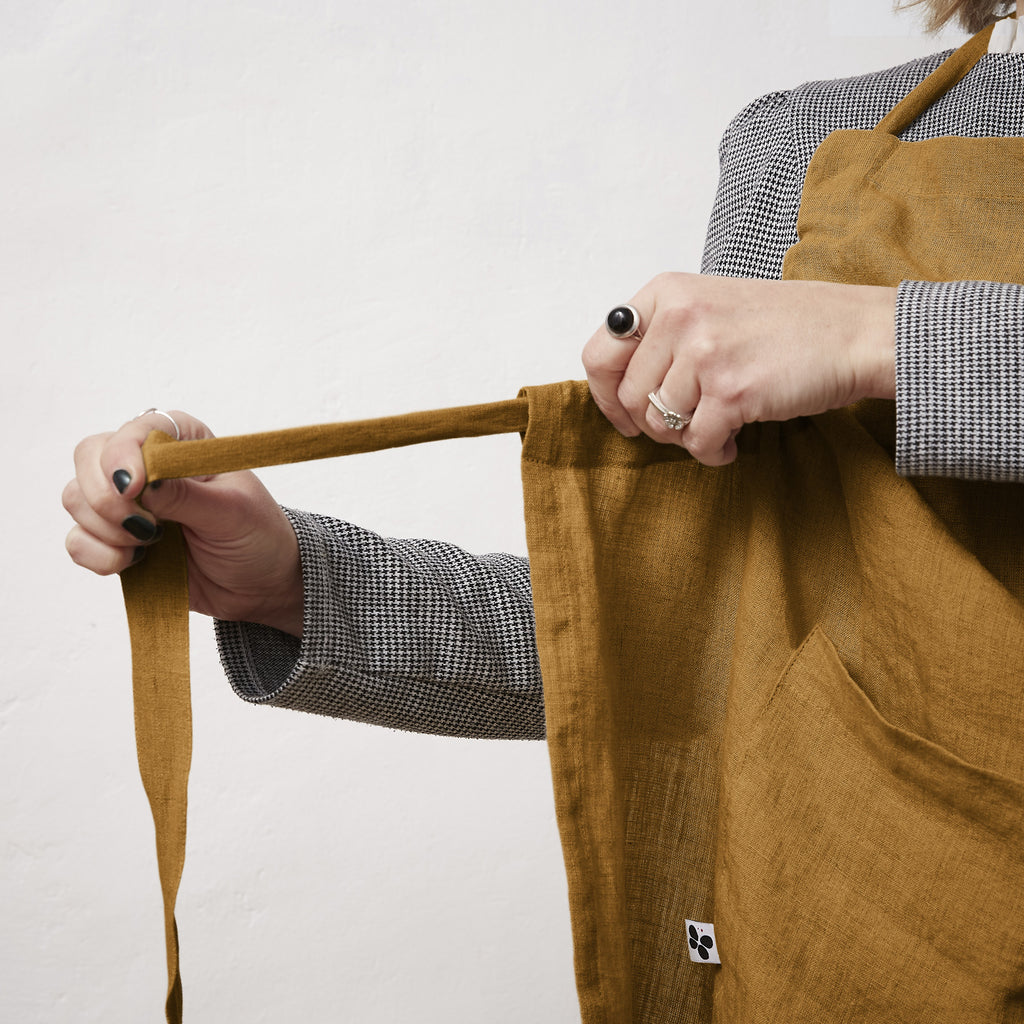 Delantal Ajustable - Lino Lavado - Soline - Caramelo
