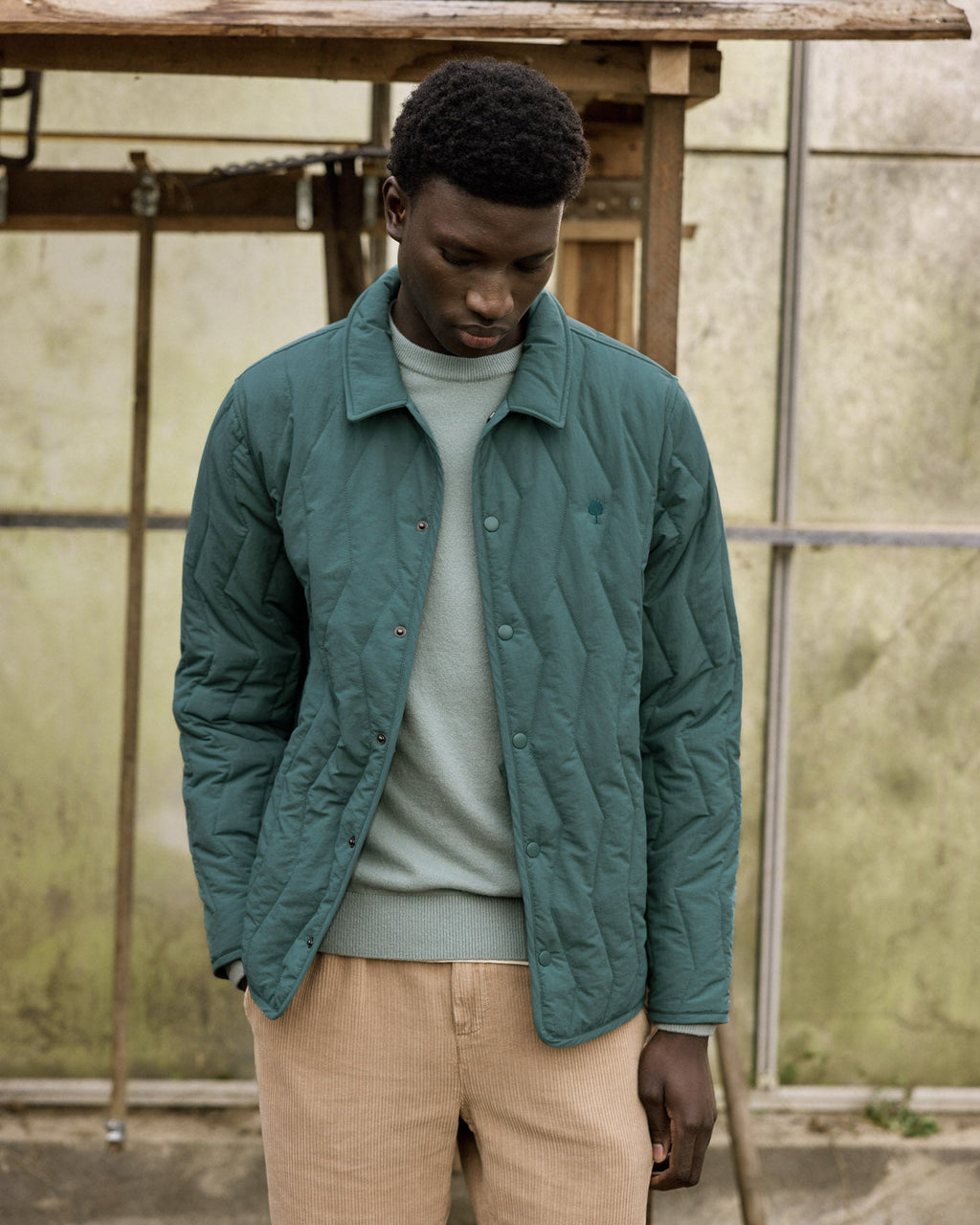 Veste Matelassée Vert Clair Grisé