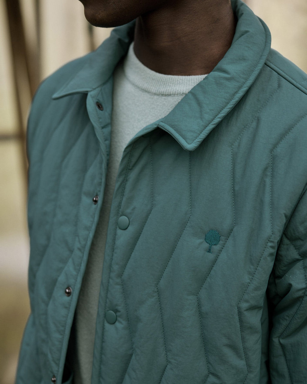 Veste Matelassée Vert Clair Grisé