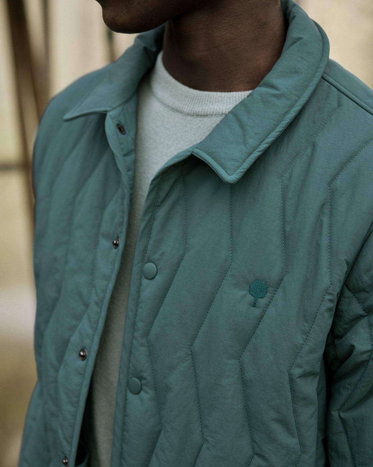 Veste Matelassée Vert Clair Grisé