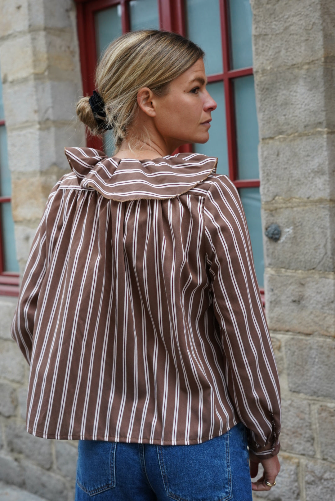 Olympe Moka Stripe Blouse