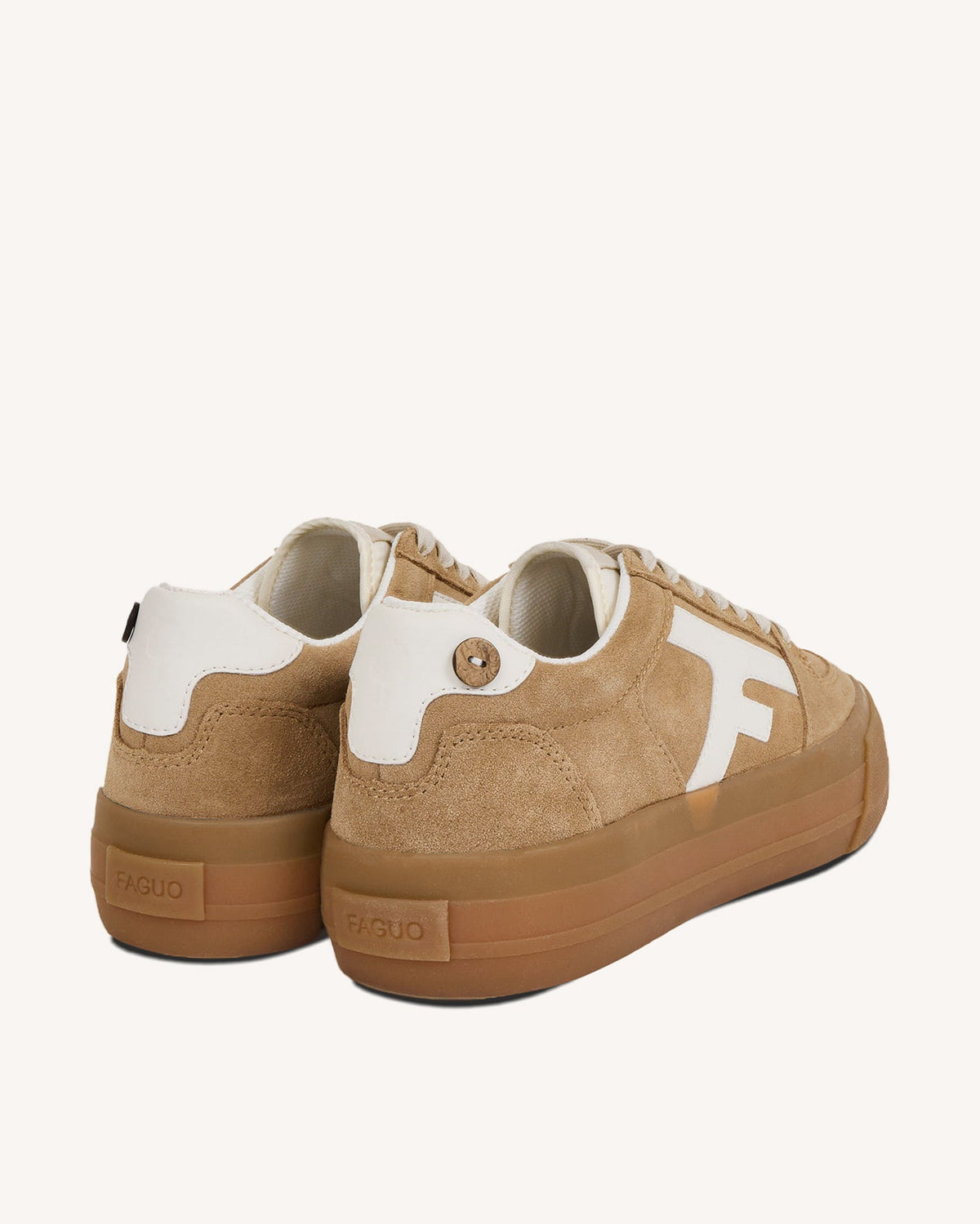 Sand Suede Leather Platform Trainers