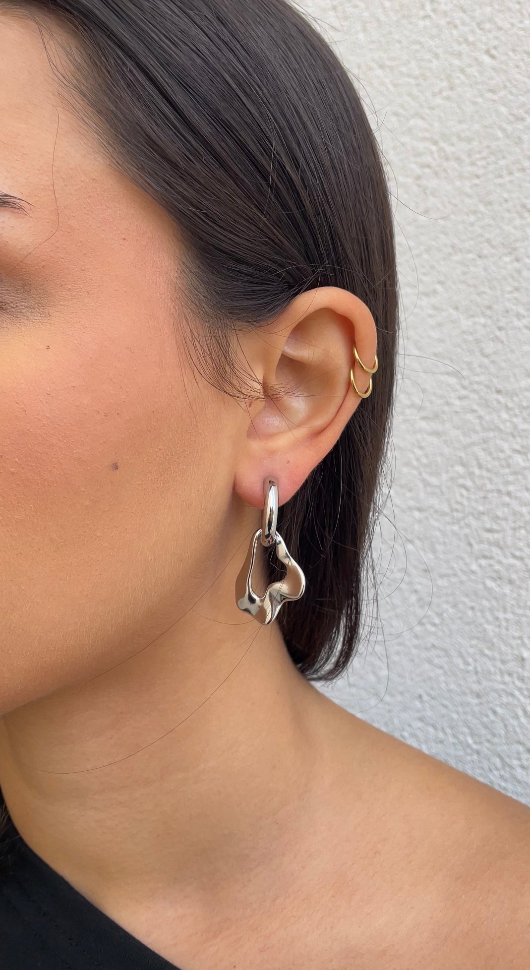 Leaf X Hoop Earrings