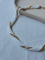 Vintage Gold-Tone Necklace - Twisted White And Gold-Tone Beads