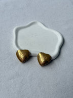 Boucles D’Oreilles Ysl Vintage - Cœurs Dorés Avec Inscriptions