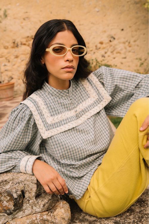 Blouse Jasmée - Carreaux Bleu