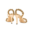 Roxana Gold High-Heel Asymmetric Sandal