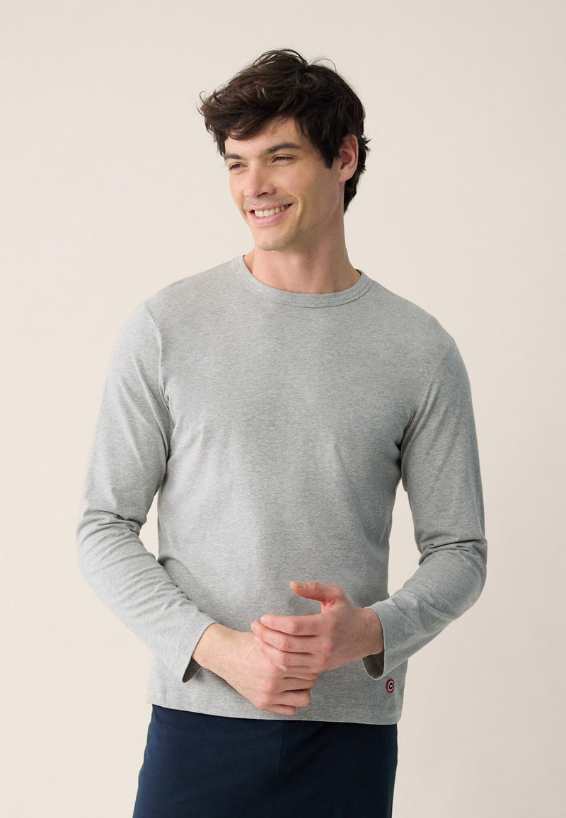 T-Shirt Homme Gris À Manches Longues En Coton - Superbe Gris