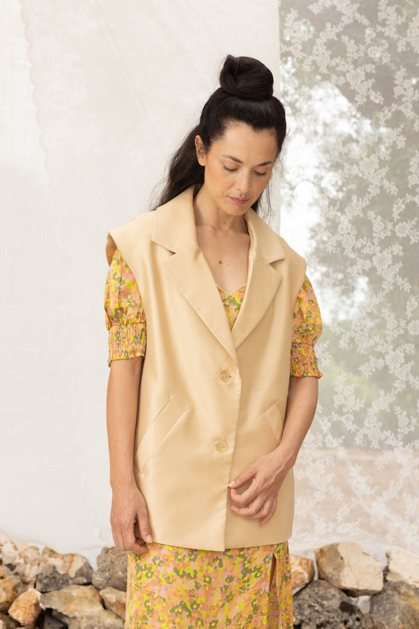 The Vanessa Golden Sleeveless Jacket