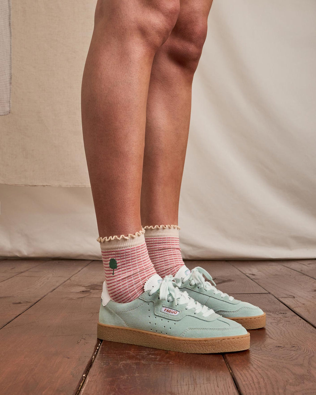 Zapatillas de cuero y ante azul grisáceo