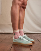 Zapatillas de cuero y ante azul grisáceo