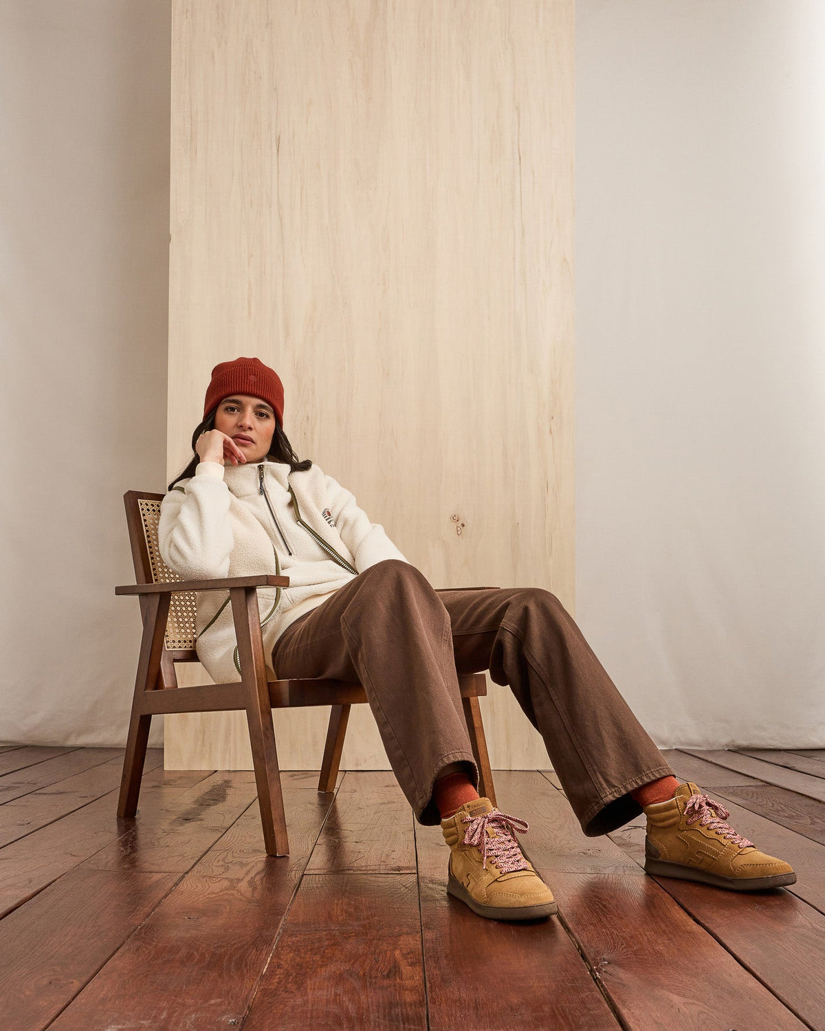 Sneakers alte in pelle cammello