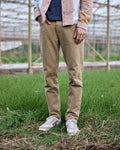 Jeans tapered beige in cotone