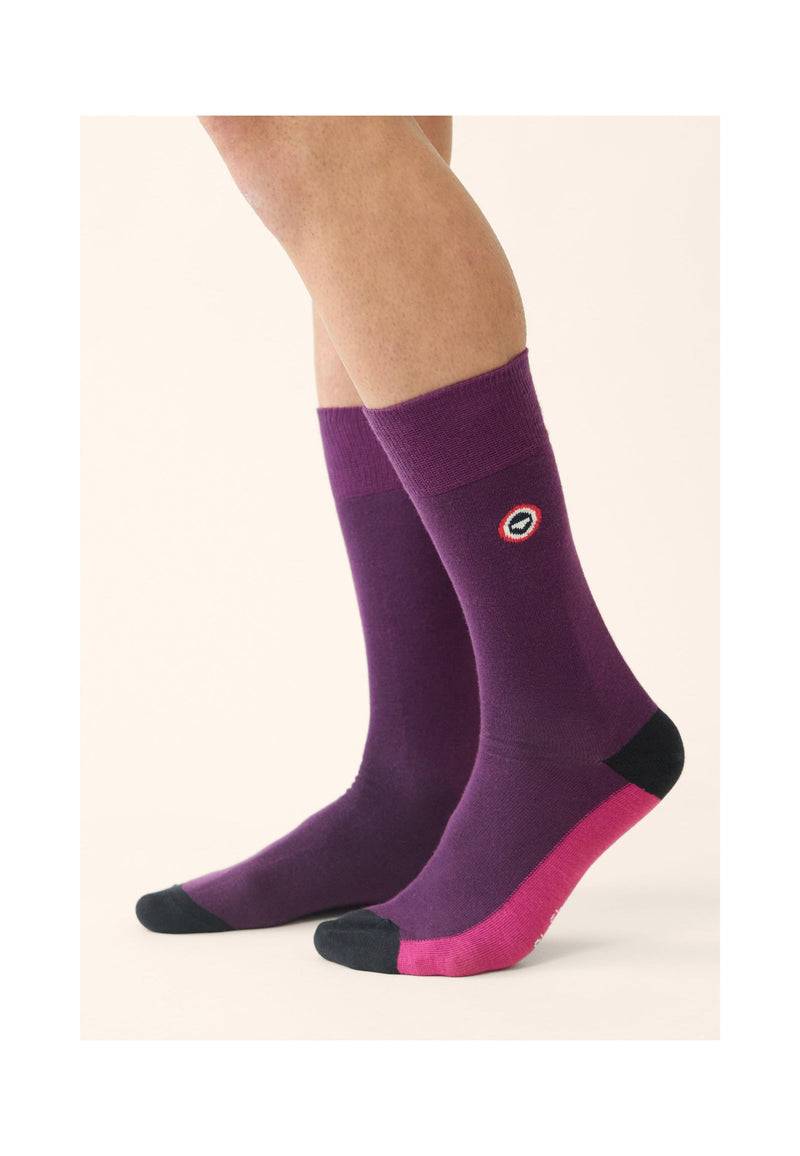 Chaussettes Mi-Hautes - Demi Bloc Prune