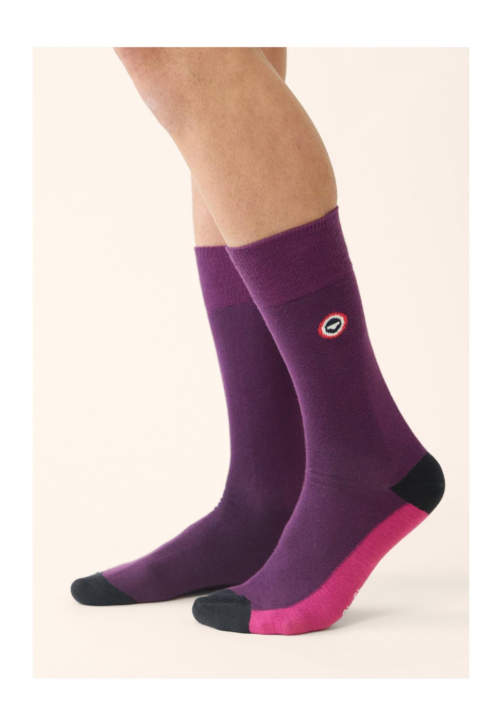 Lucas Demi Bloc Patterned Calf-Length Socks - Plum