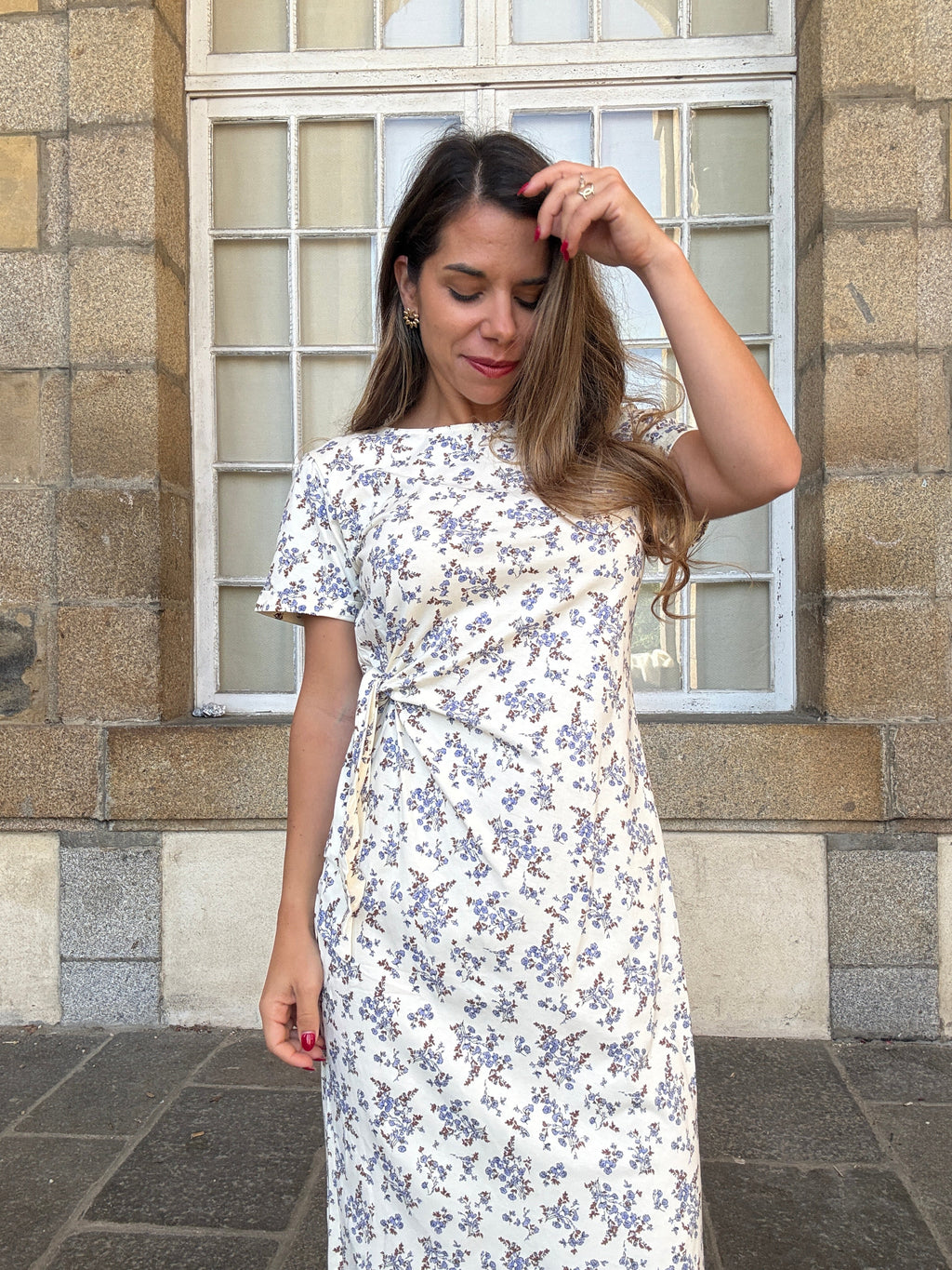 Robe Longue À Noeud Lucia Bleue