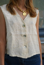 Abel Sleeveless Top Linen Ecru