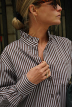 Eugénie Stripe Shirt Grey/Chocolate