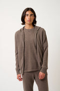 Zipped Hooded Cardigan - Neurre - Taupe Chiné