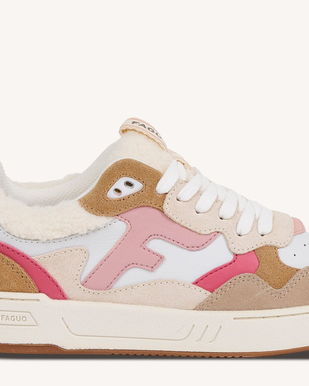 Baskets Cuir Suède Blanc Et Rose Grisé